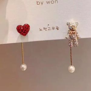 Gold Plated + Faux Pearl Teddy Drop Earrings
